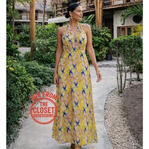 ZARA Floral V-Neck Maxi Dress NWT